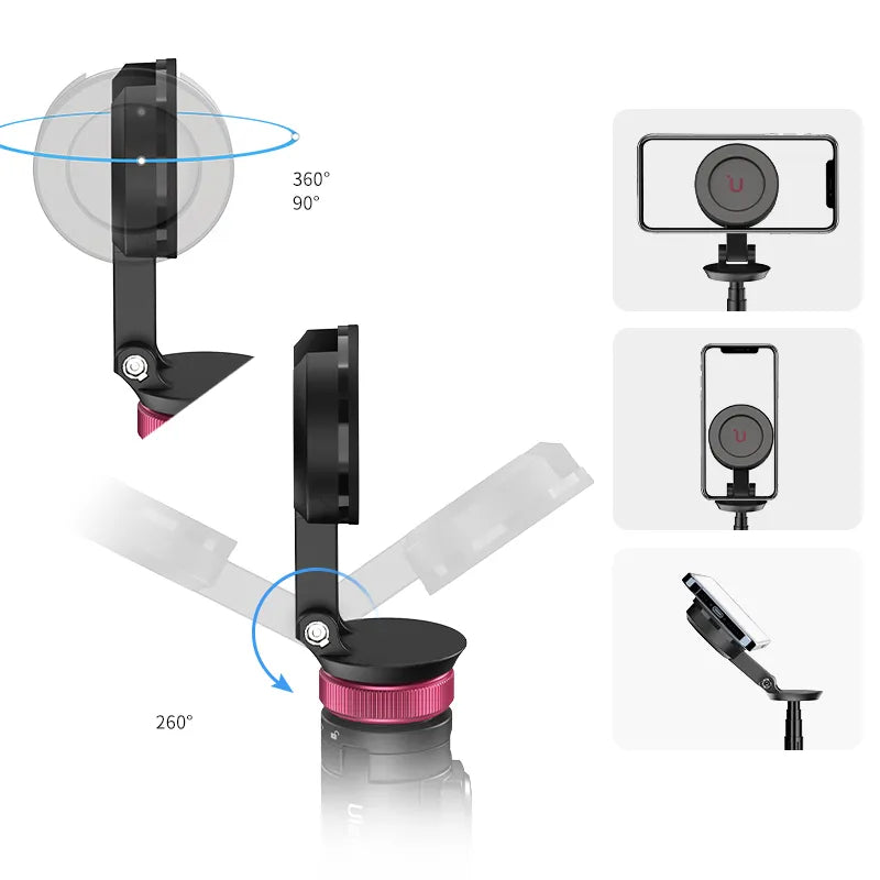 Ulanzi MT-84 Magnetic Tripod showcasing adjustable angles and smartphone attachment.