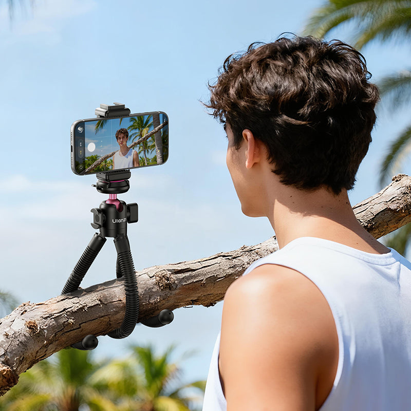 Chân uốn dẻo bám chặt trên thân cây của tripod Ulanzi MT91