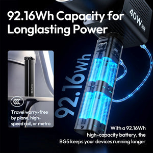 Ulanzi BG5 handheld battery grip with 92.16Wh high-capacity power