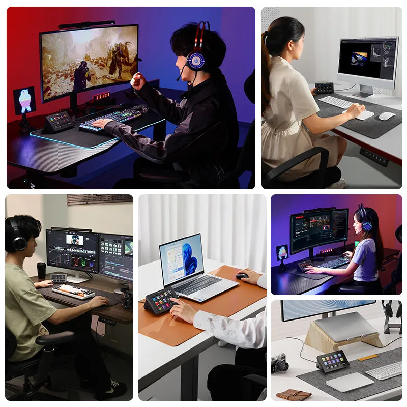 Content creators using Ulanzi Stream Controller D200 on different computers