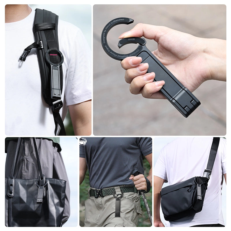 Carabiner-shaped design makes it easy to hook, freeing your hands for hassle-free travel.