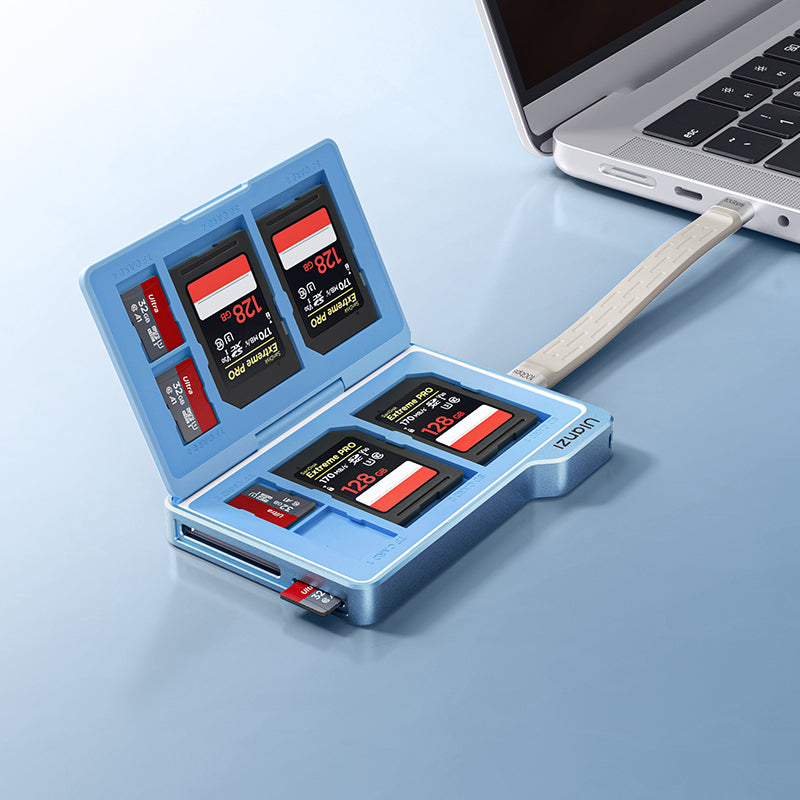 Ulanzi DC01 2-in-1 Memory Card Case and USB-C Reader - Blue - official product details