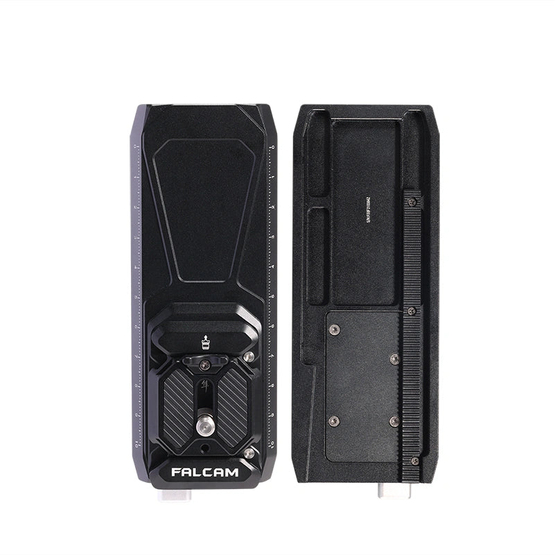 Ulanzi FALCAM F38 Quick Release Kit V2, black aluminum, with scale markings and mounting plate.