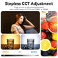 Stepless CCT adjustment range from 2700K to 6500K with light dimming options.