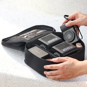 Ulanzi OM-02 Carrying Bag with camera and accessories, black, organized storage.