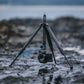 Ulanzi travel tripod with a mounted camera on rocky ground