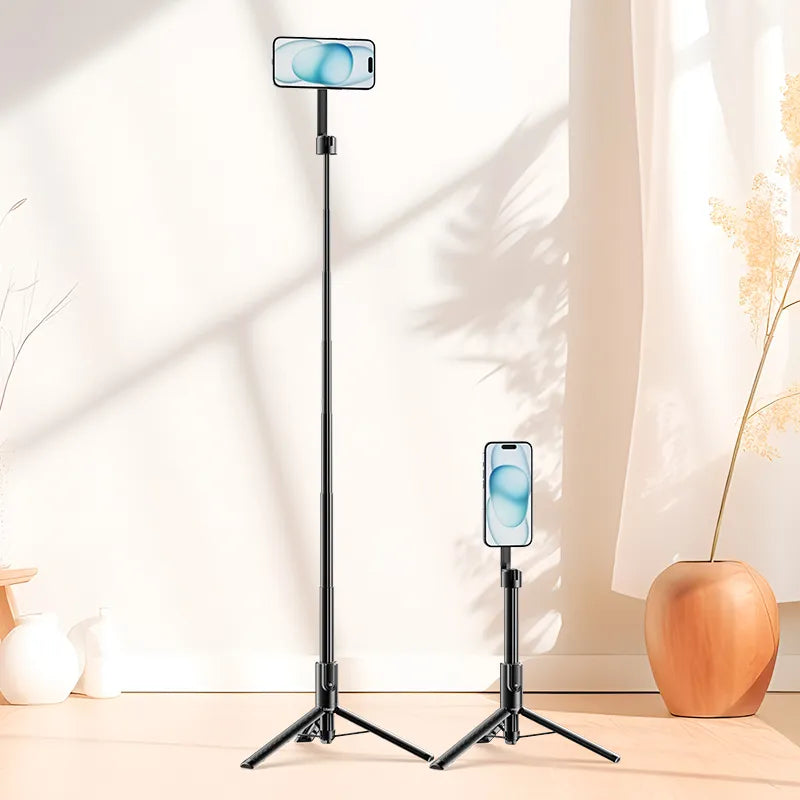 Ulanzi MG-003 selfie stick tripod extended with smartphone in a sunlit room