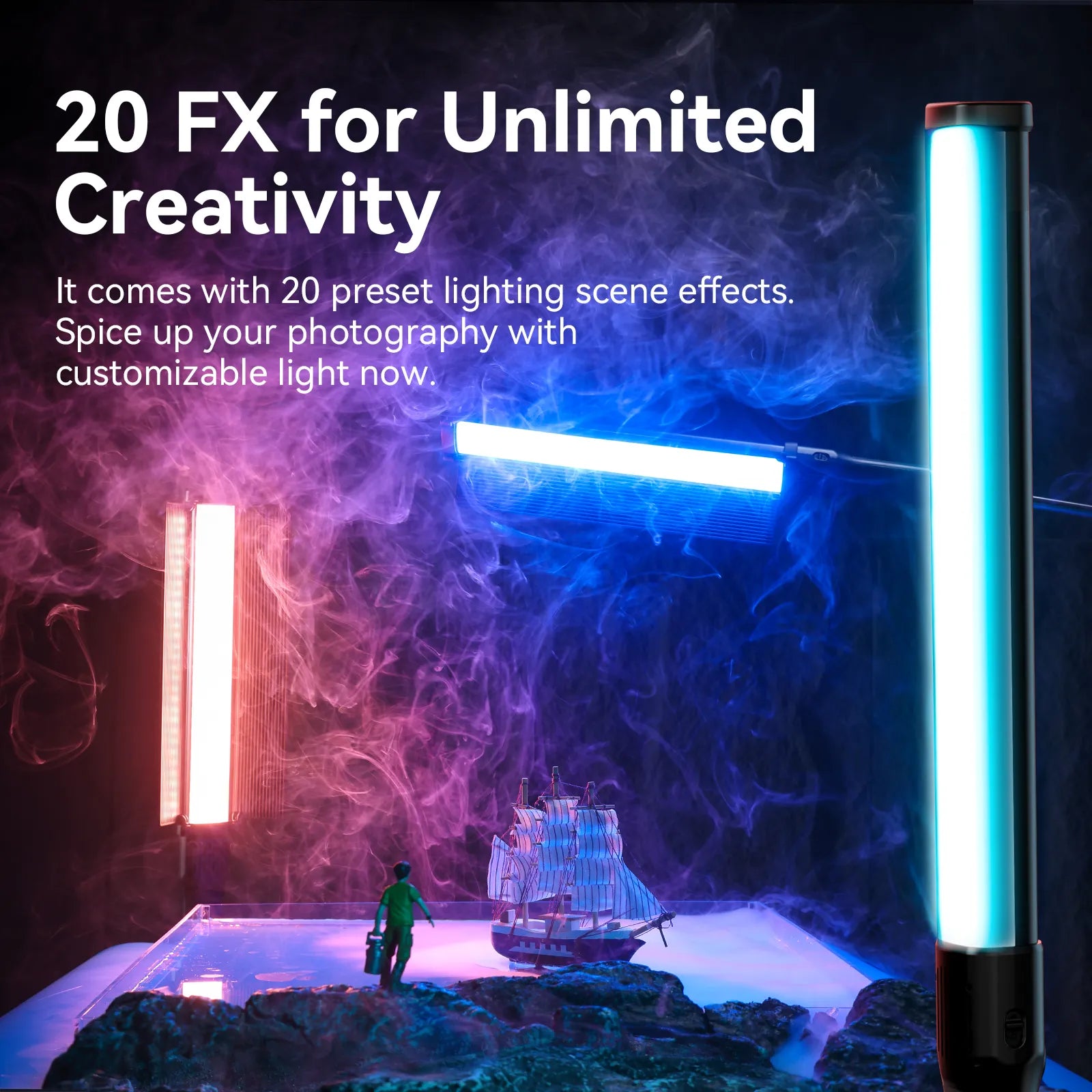 Ulanzi VL360 RGB LED Light Stick, 2500K-10000K Handheld Fill Light Photography Light Wand