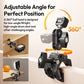 Ulanzi CO78 Super Clamp Magic Arm with dual ball head, showing 360° rotation for various angles, attached to a desk edge.