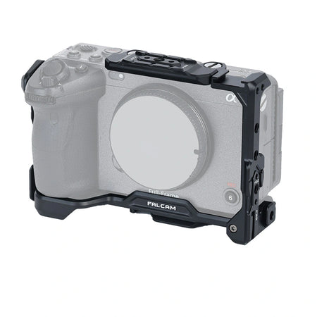 Black Falcam F22 F38 quick release cage system for Sony FX3/FX30 cameras.