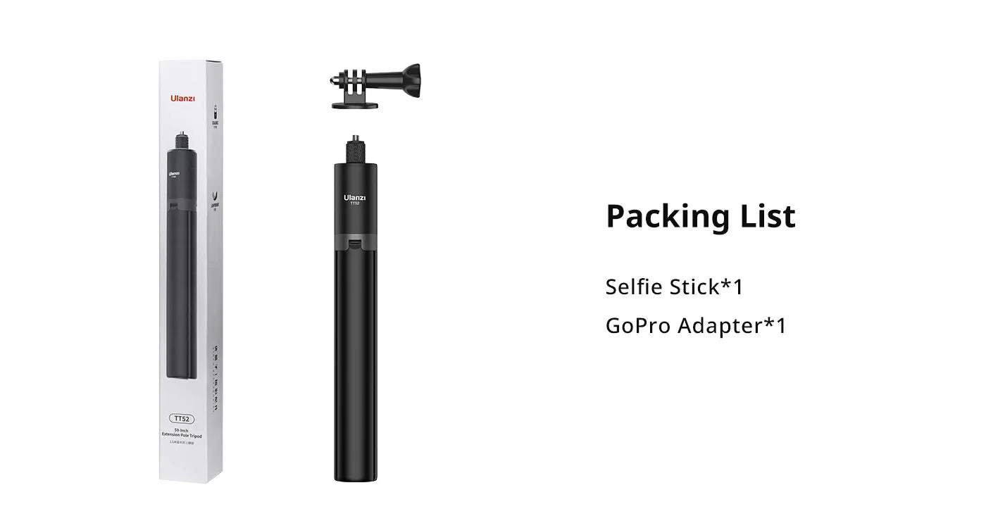 Ulanzi TT52 1.5m Selfie Stick Tripod for Gopro DJI Insta360 Action Camera T090GBB1 16 Selfie Stick Tripod