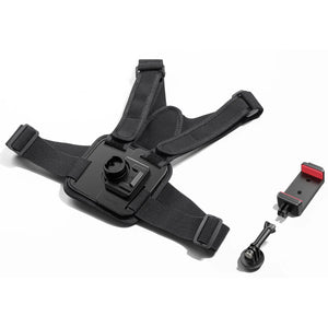 Ulanzi CM028 Magnetic Chest Mount Harness, black vest strap with phone clamp and GoPro mount.