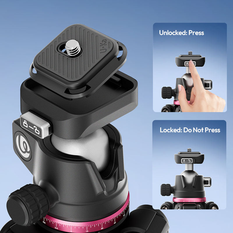 Ulanzi tripod ball head with quick release plate and lock switch