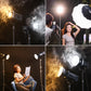 Ulanzi VL-200Bi 200W V-Mount video light in action with warm and cool tones.