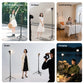 Collage of a person using a camera and light stand in various settings including portrait photography, outdoor, livestreaming, studio, and camping.