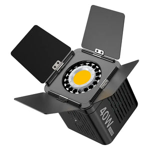 Ulanzi 4-Leaf Barndoors with Mini Bowens Mount, 40W video light for precise lighting control.
