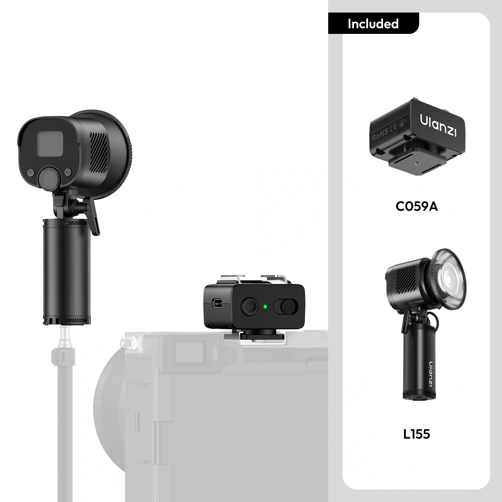 Ulanzi LC60 LightOn 60W flash and video light with included C059A and L155 accessories