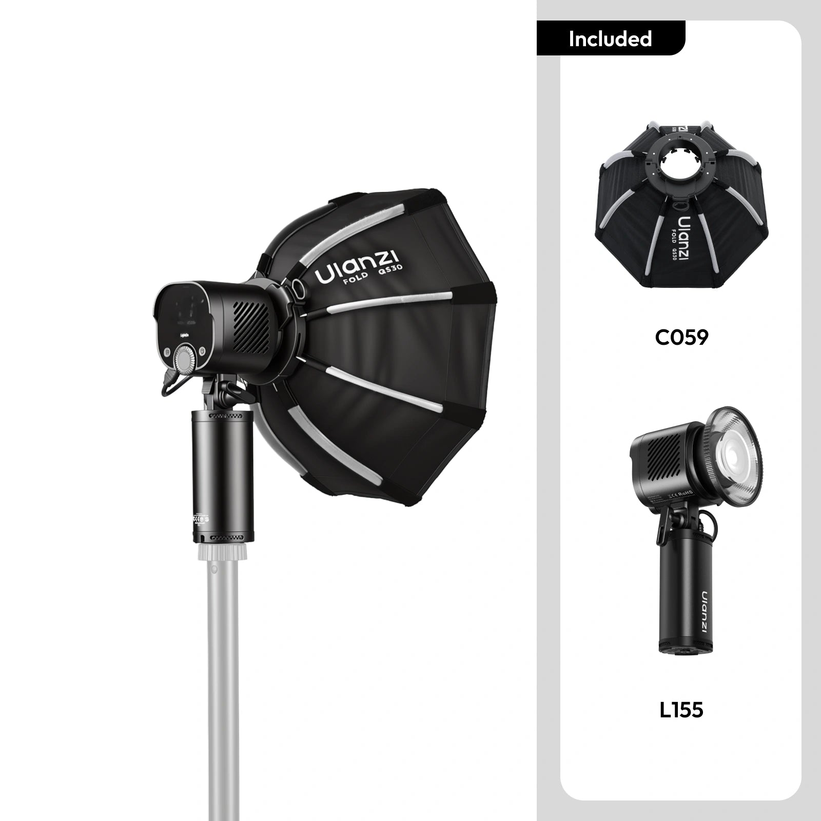 Ulanzi LC60 LightOn 60W video light with softbox and stand