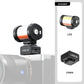 Ulanzi KL01 mini camera flash with built-in color filters mounted on a camera hot shoe