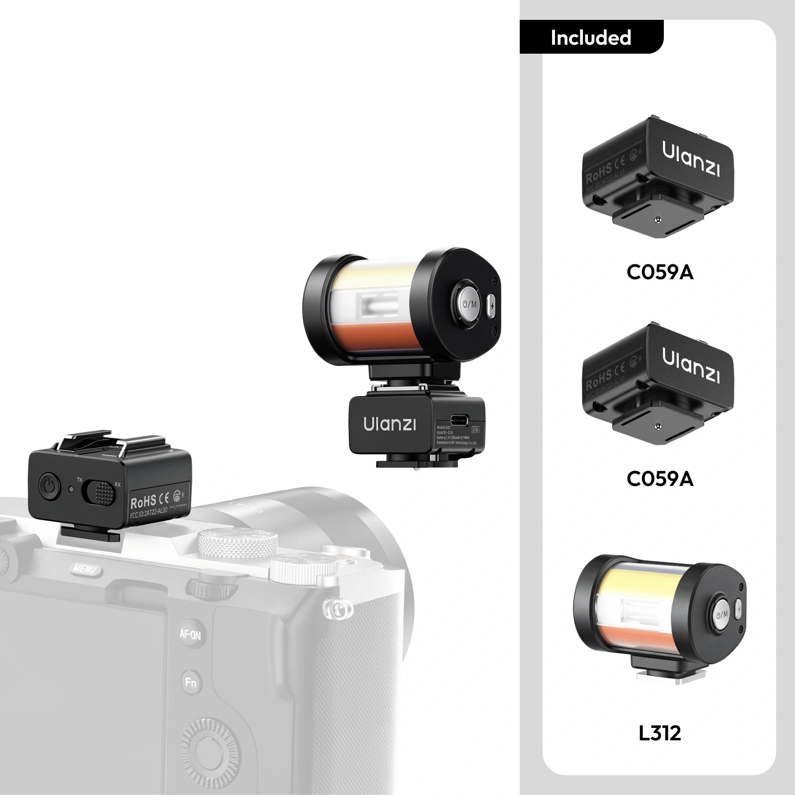 Ulanzi KL01 mini camera flash with built-in color filters and wireless trigger