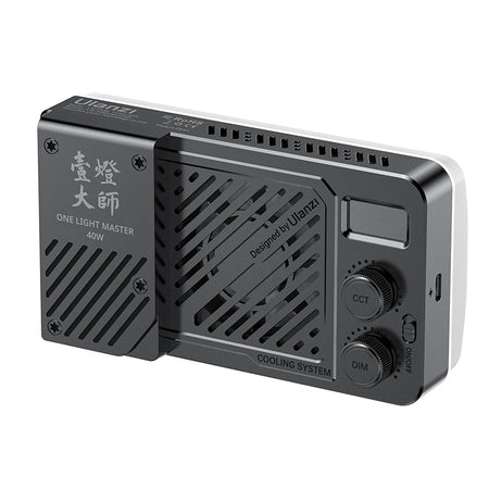 Ulanzi 40W Video Light with CCT, DIM controls, and cooling system for creators.