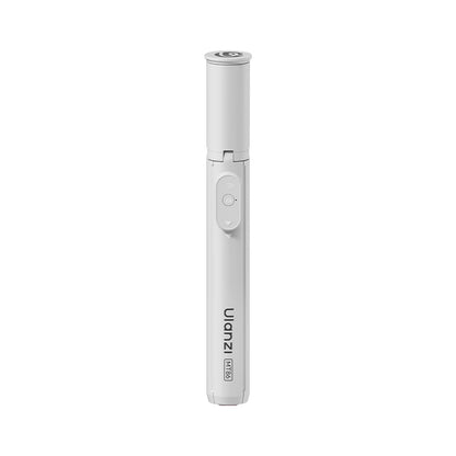 Ulanzi MT86 white automatic phone tripod with remote button and wireless icon.