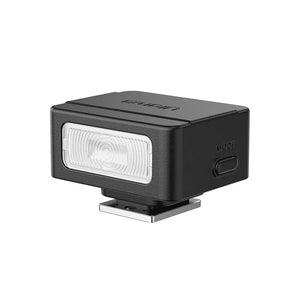 Ulanzi SL02 Spark Lite Camera Flash, black, compact design with MODE button for lighting control.