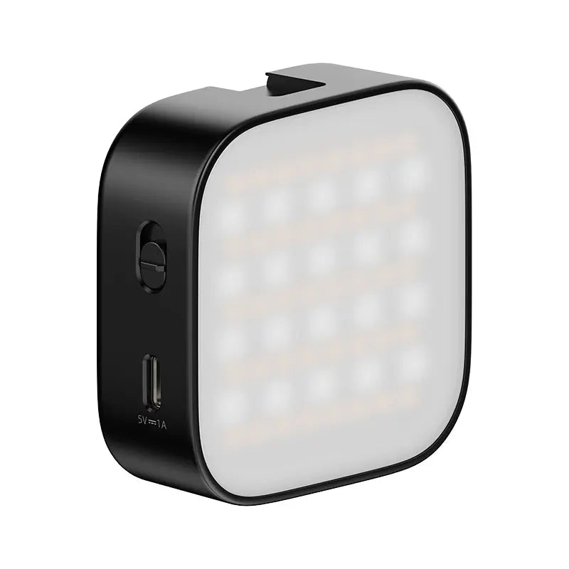 Ulanzi U60 RGB video light with square shape, USB-C charging port on side.