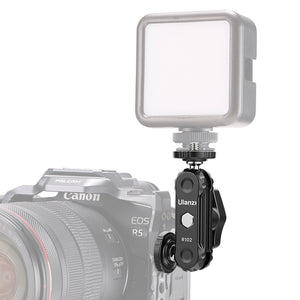 Ulanzi R102 Double Ball Head with light on Canon EOS R5 camera for content creation.