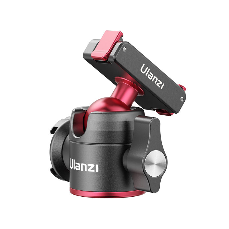 Ulanzi U-180 Magnetic Quick Release Ball Head for DJI Action Camera, black and red metal design.