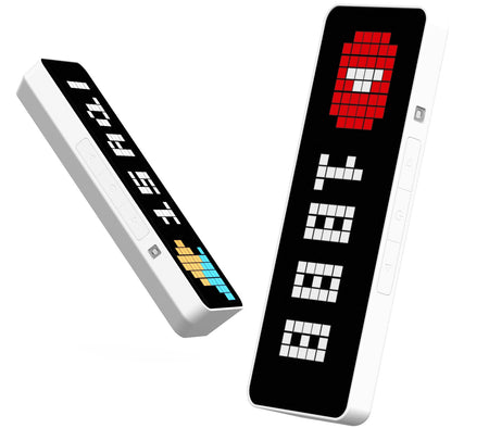 Ulanzi TC001 Smart Pixel Clock displaying YouTube logo, LED pixelated message display.