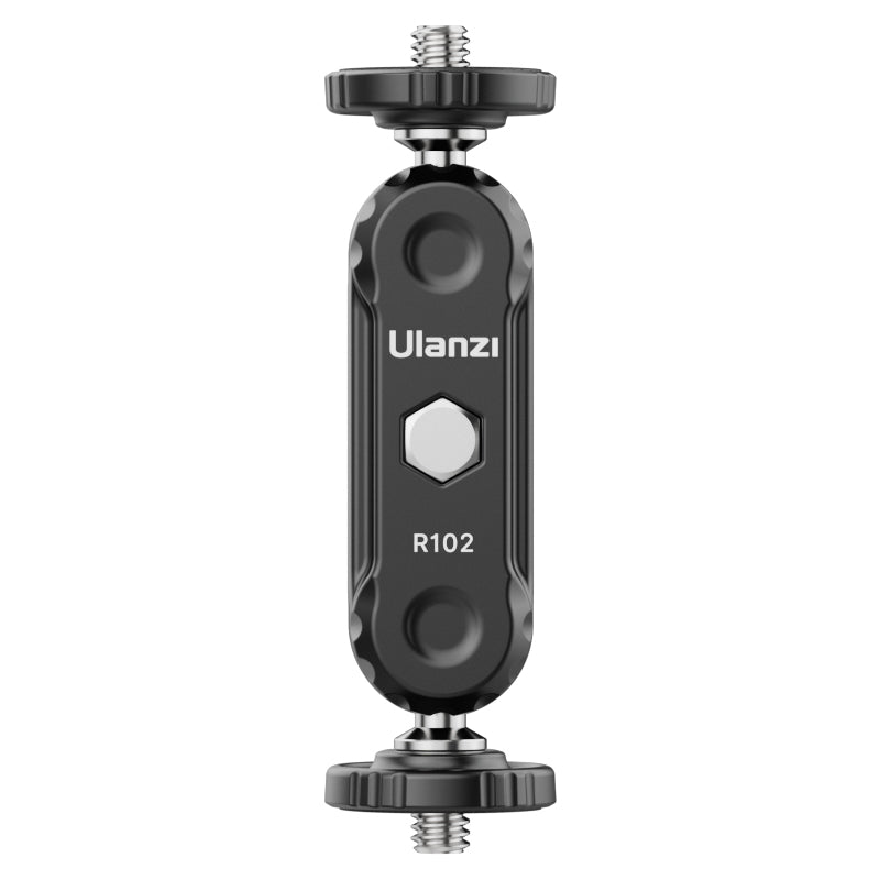 Ulanzi R102 Double Ball Head showcasing top view with 1/4" screw and locking mechanism.
