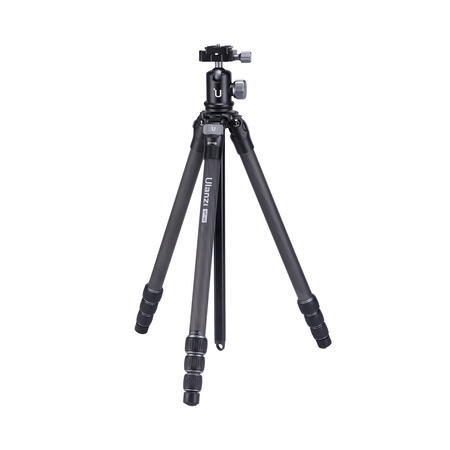 Ulanzi MT-60 Carbon Fiber Travel Tripod, black, featuring ball head and adjustable knobs.