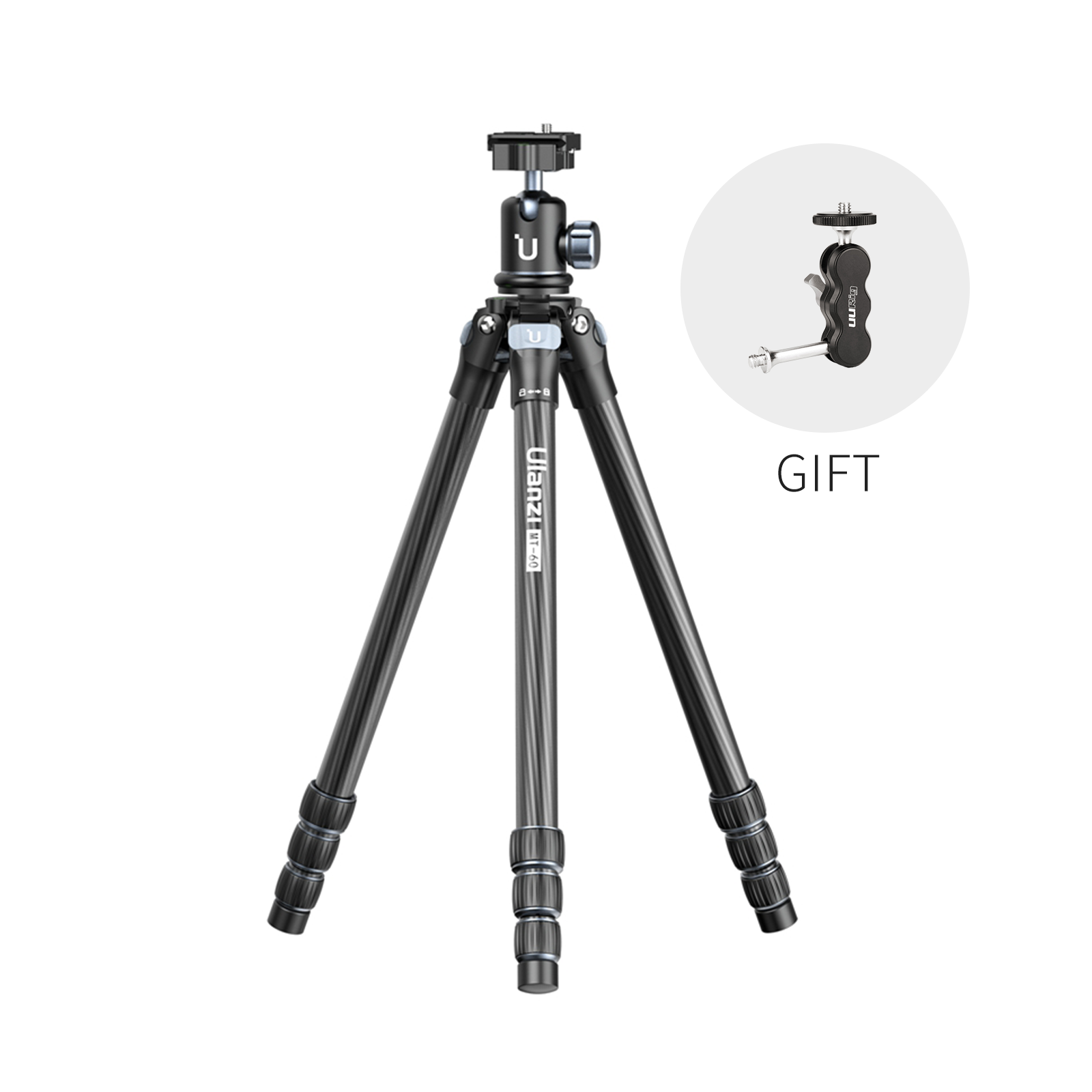 Ulanzi MT-60 Carbon Fiber Travel Tripod with monitor arm adapter gift