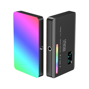 Ulanzi VL120 RGB LED Video Light, black with color gradient and HSI display.