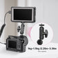 Ulanzi R098 Double Ball Head mounted on camera with monitor, showing 2.2-3.3 lbs with max payload.