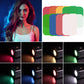 Ulanzi L2 Waterproof LED Light with color gels and model under colorful lighting