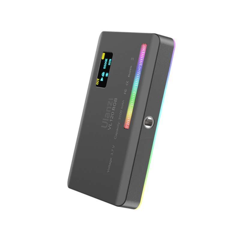 ULANZI Luz de video RGB VL120, luz portátil de cámara RGB, batería de 3100  mAh, 360 efectos de luz a todo color, 20 efectos de luz, CRI≥95 2500-9000K