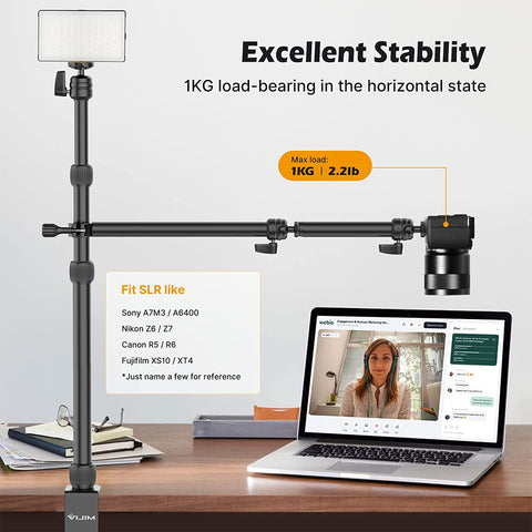 VIJIM LS11 Camera Mount Desk Stand with Auxiliary Holding Arm