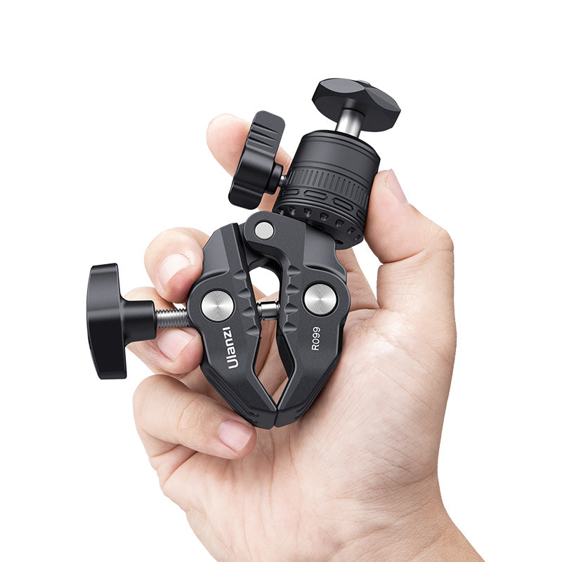 Ulanzi R099 Clamp Mount with Mini Ball Head in hand