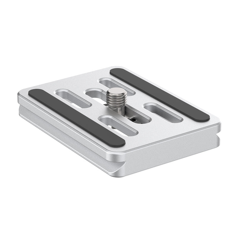 Silver Arca Swiss quick release plate for Ulanzi tripods with rubber grips