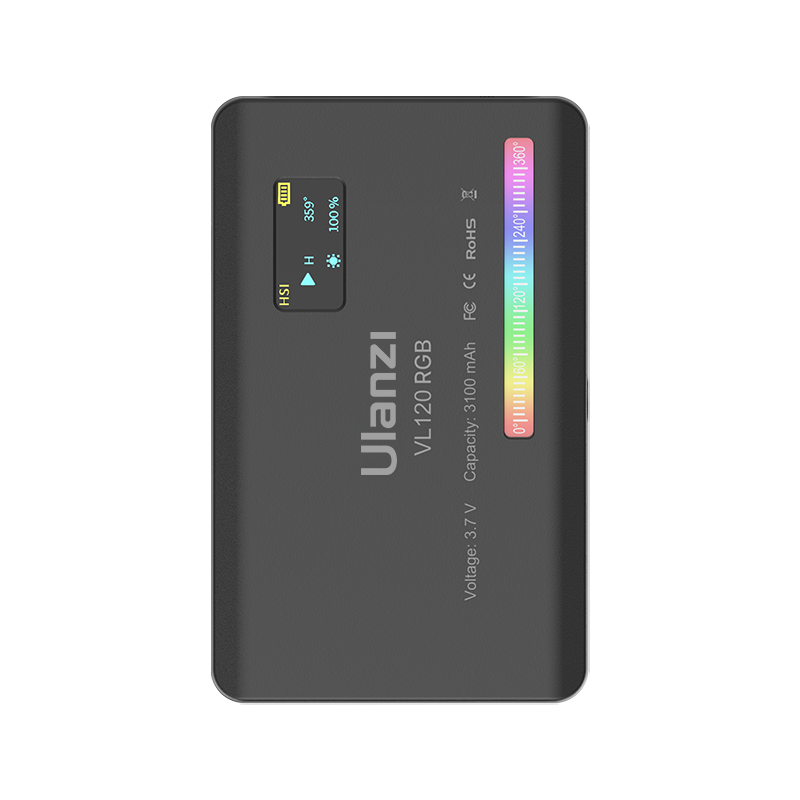 Ulanzi VL120 RGB LED video light with adjustable brightness and color settings