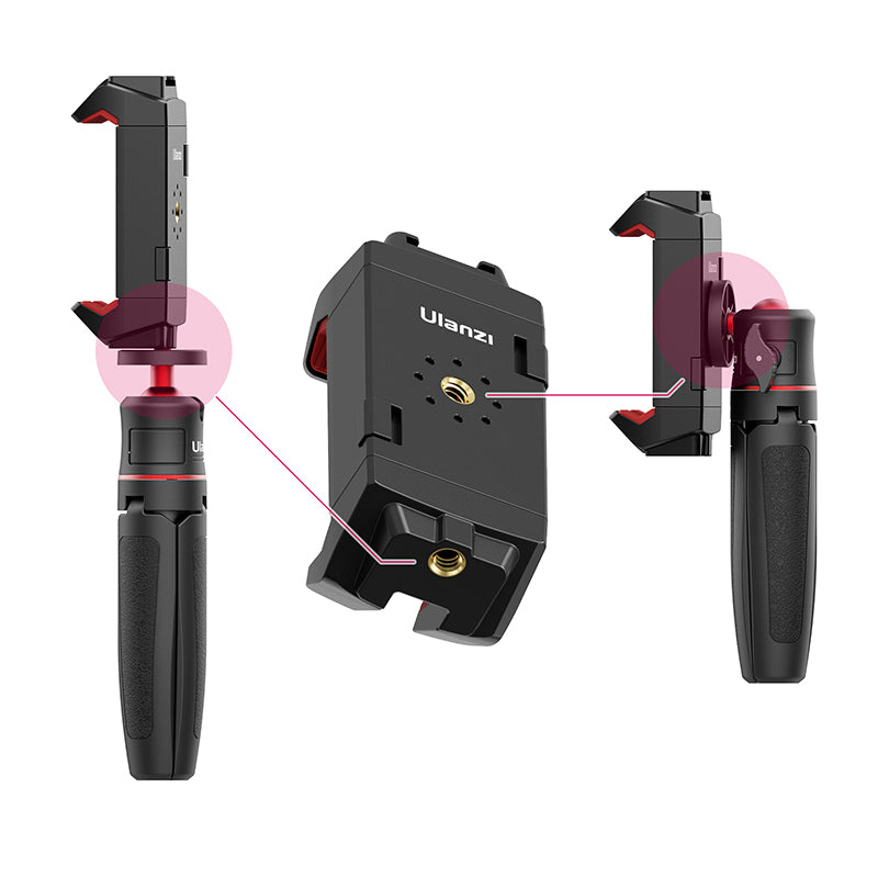 Ulanzi ST-29 smartphone tripod mount with adjustable grip and connection points.