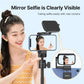 Woman taking a selfie with Ulanzi ST-30 phone clip and adjustable mirror.