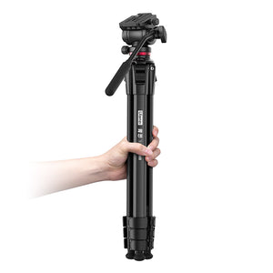 ULANZI MT-56 Ombra - Trípode de viaje de video, trípode profesional de 63  pulgadas con cabezal de inclinación panorámica fluida, trípode DSLR de