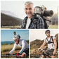 Ulanzi Go-Quick II Mount Adapter in action: backpack, motorbike, and chest mount setups.