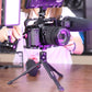 Setting up Ulanzi U-Vlog Lite Tripod with camera and microphone for vlogging.