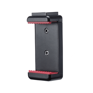 Ulanzi ST-07 Vlog Smartphone Tripod Mount. Black smartphone holder with red grip.